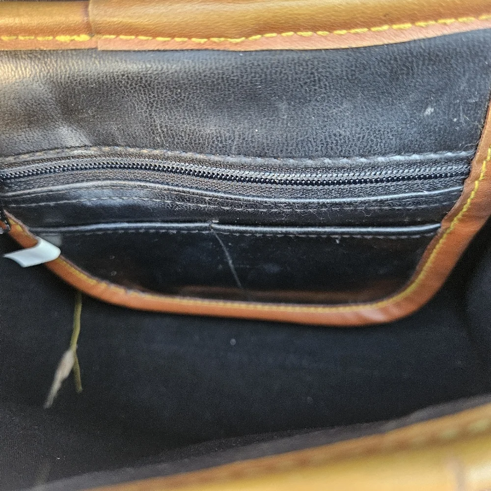 Dooney & Bourke Navy Leather Crossbody with Tan Trim - Picture 12 of 16